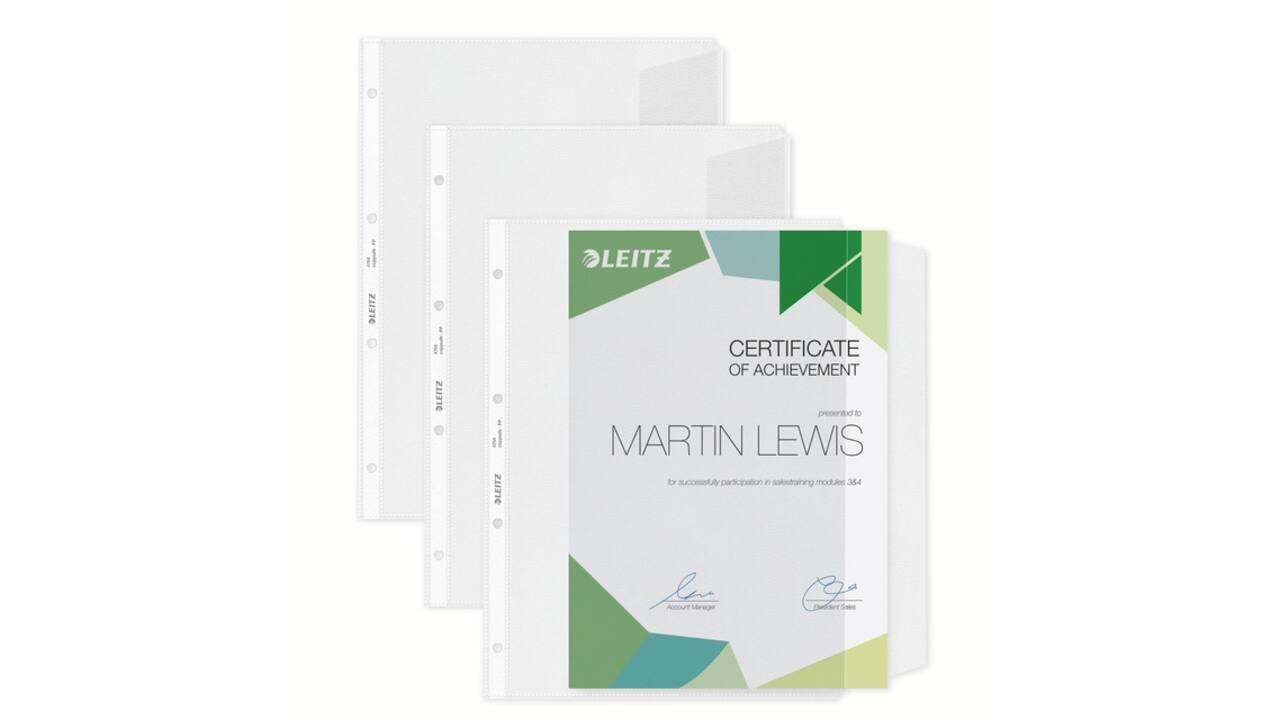 Showtas Leitz Premium met klep copy safe 0.13mm PP A4 transparant 50 stuks