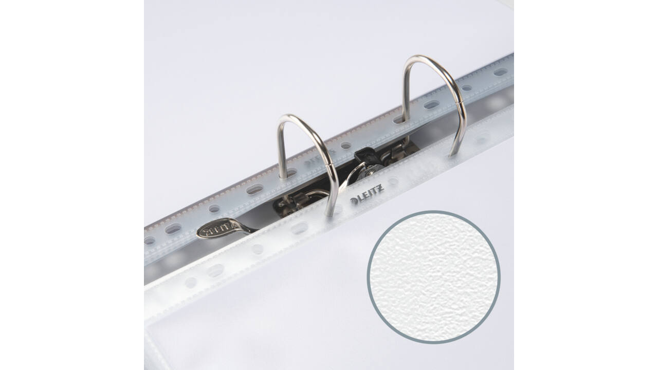 Harmonica showtas Leitz Premium 0.17mm metalen perforatiestrip copy safe A4 glashelder 3 stuks