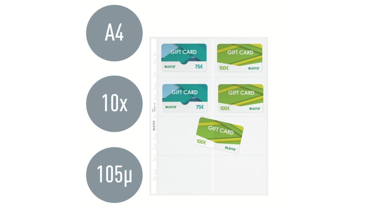 Showtas Leitz Premium voor visitekaartjes copy safe PP A4 glashelder 10 stuks