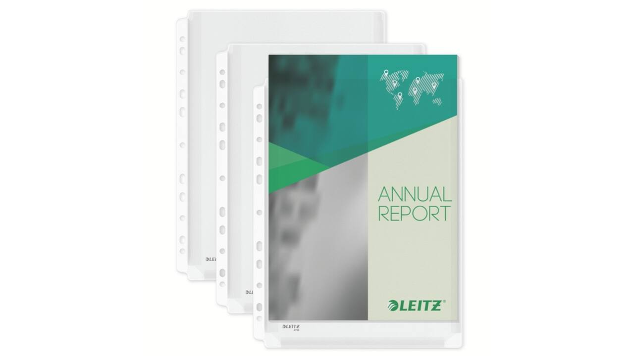 Harmonica showtas Leitz Premium met perforatiestrip 180µ PVC A4 5 stuks glashelder 5 stuks