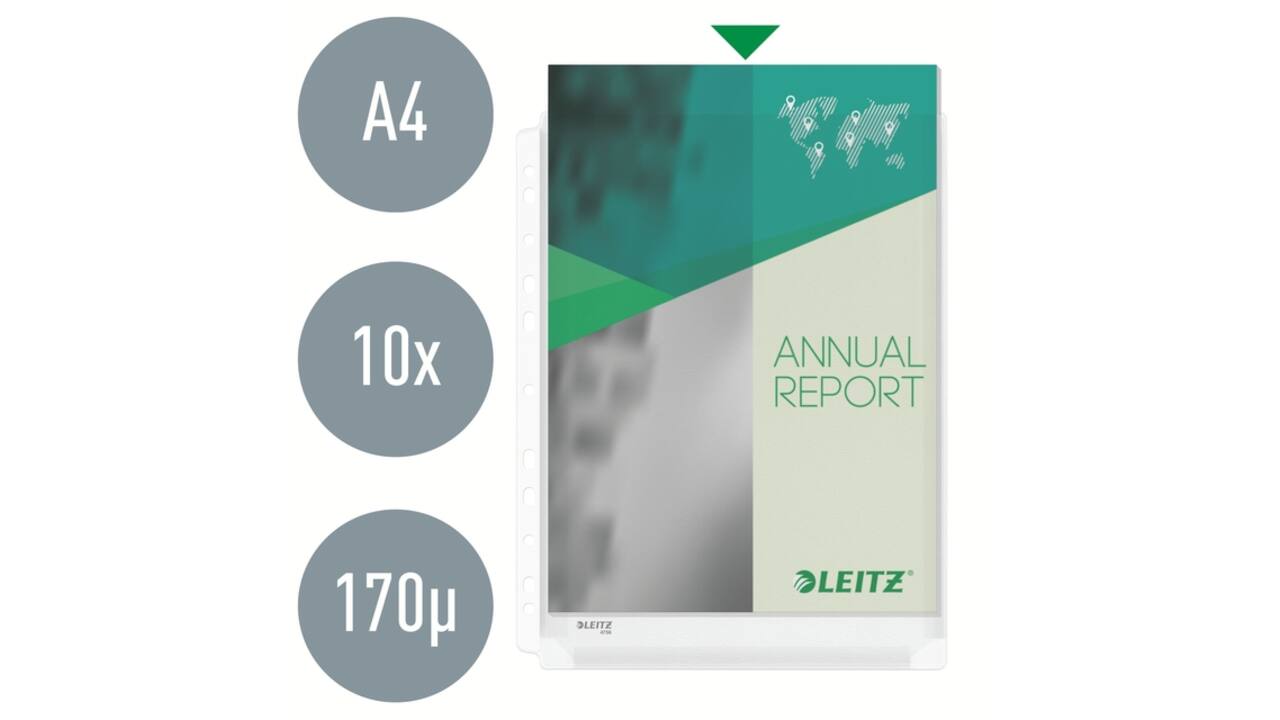 Showtas Leitz Premium copy safe 0.17mm PVC Expansievouw glashelder 10 stuks