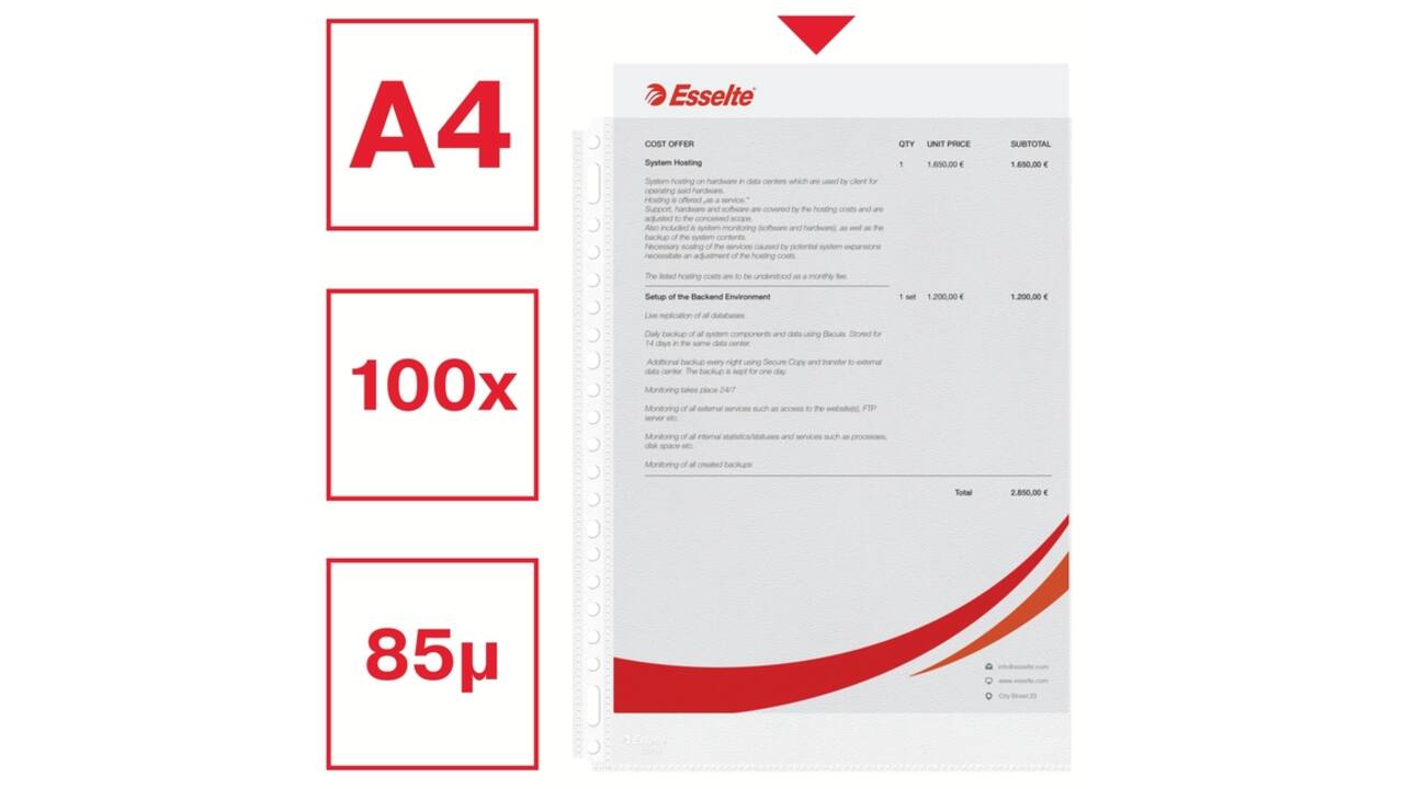 Showtas Esselte 0.08mm 21-gaats A4 mat 100 stuks