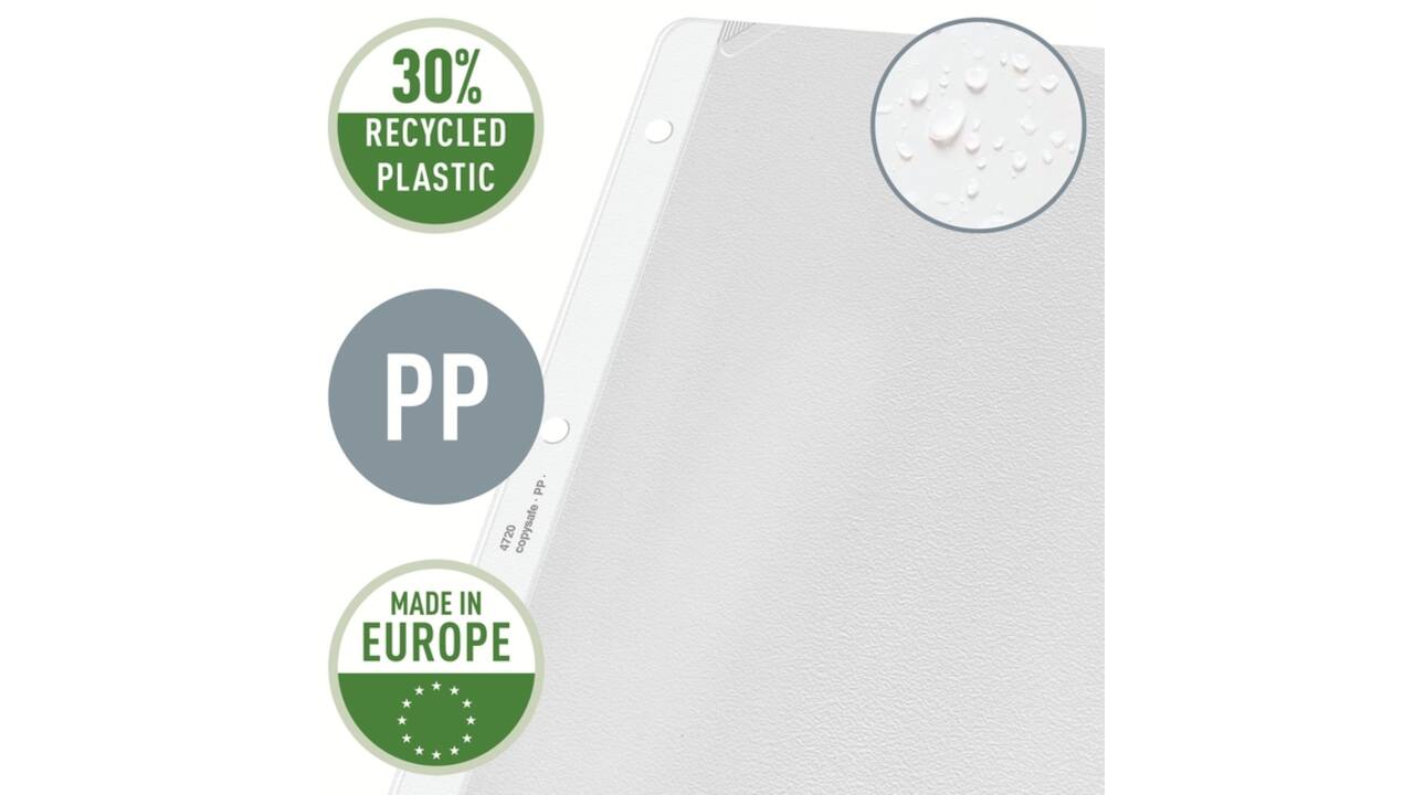 Showtas Leitz Premium copy safe 0.13mm 4-gaats PP A4 transparant 100 stuks