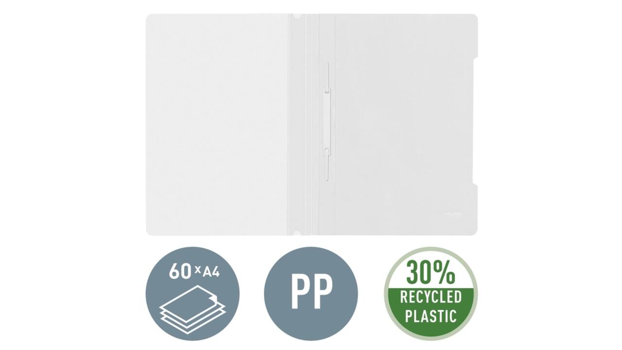 Snelhechter Leitz Standaard A4 gerecycled PP wit