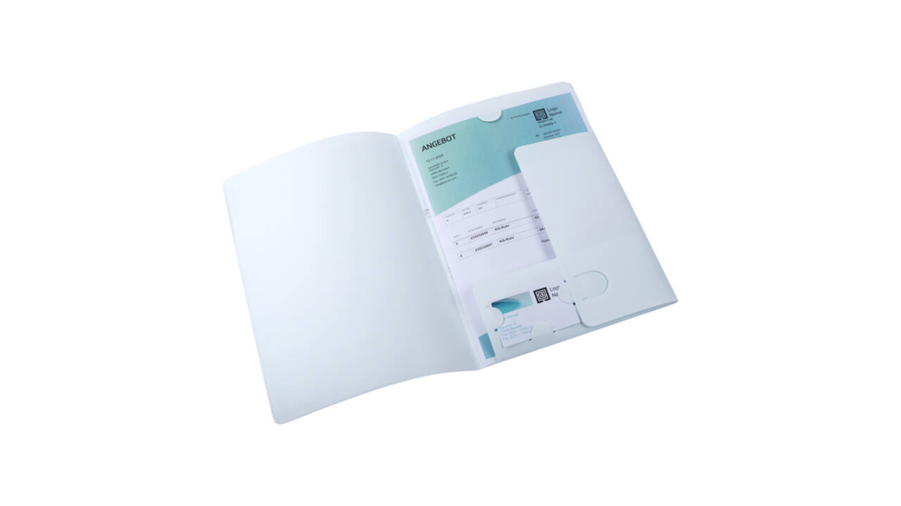 Offertemap Oxford A4 met insteektas 2 kleppen 0.5mm PP wit