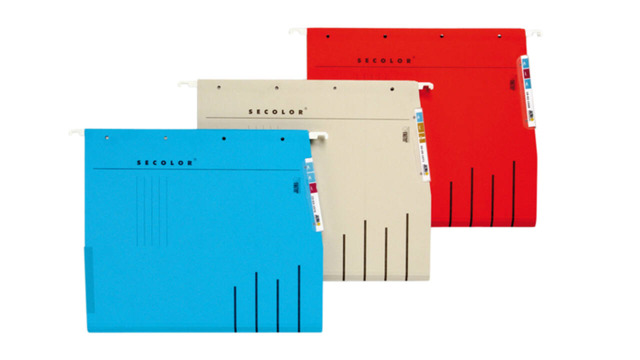 Hangmap Djois Secolor recycled lateraal voor legbord rood