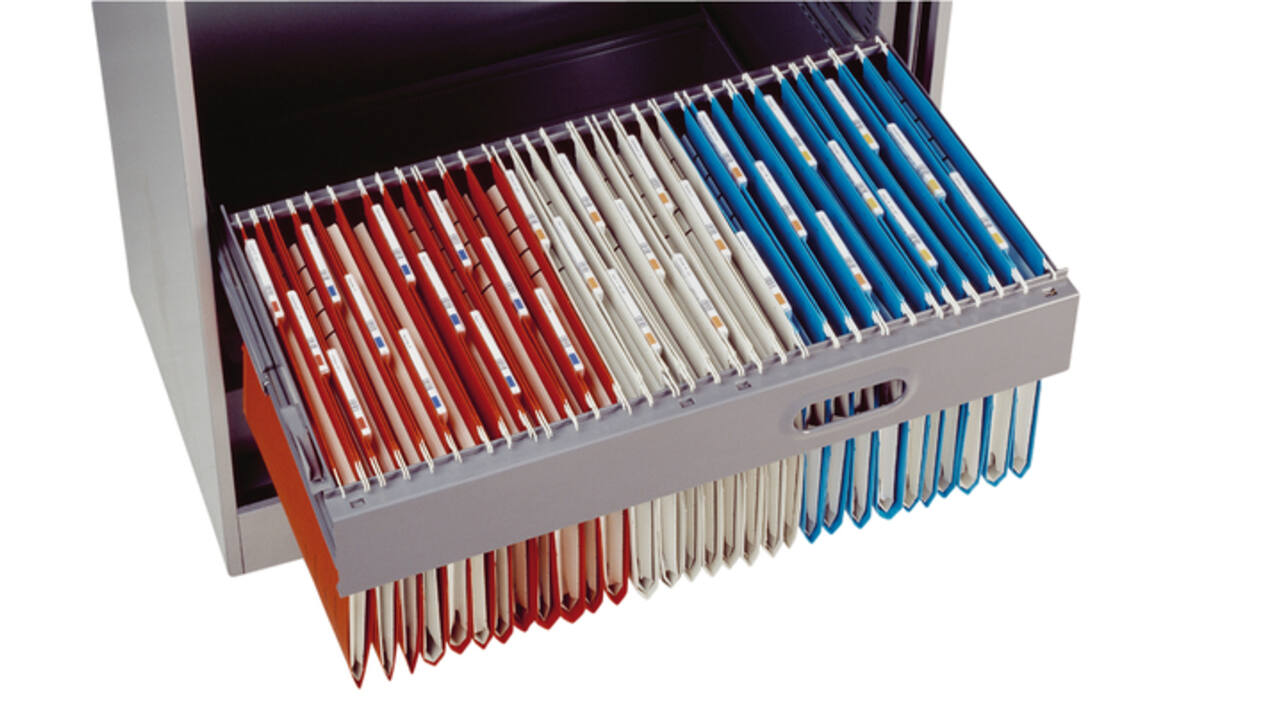 Hangmap Djois Secolor recycled lateraal voor legbord rood