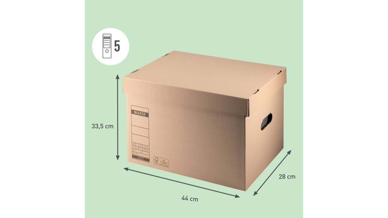 Archief- en transportdoos met deksel Leitz Premium 335x280x440mm natuurbruin