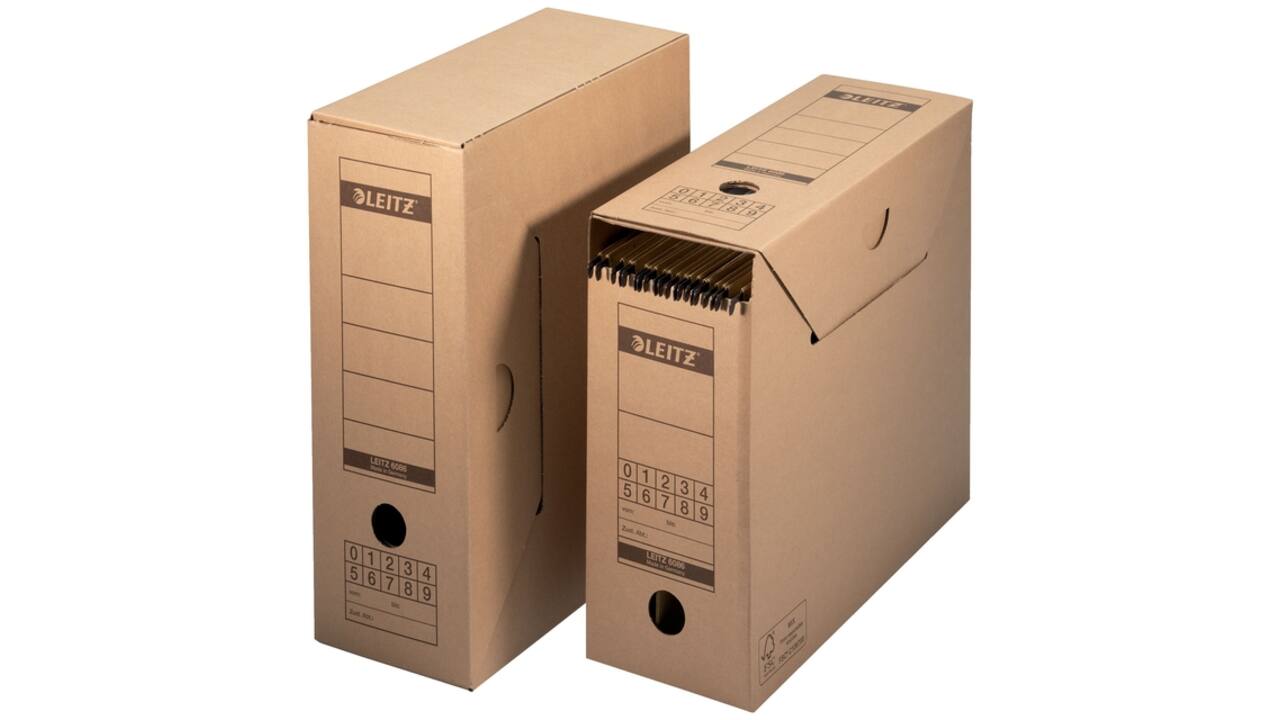 Archiefdoos met deksel Leitz Premium 120x275x325mm natuurbruin
