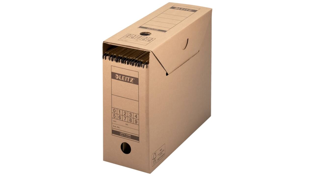 Archiefdoos met deksel Leitz Premium 120x275x325mm natuurbruin
