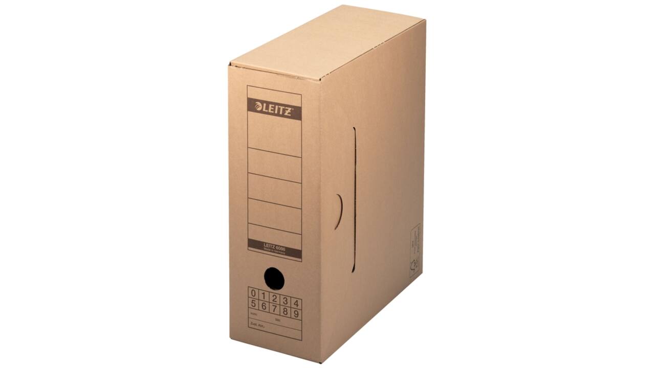 Archiefdoos met deksel Leitz Premium 120x275x325mm natuurbruin