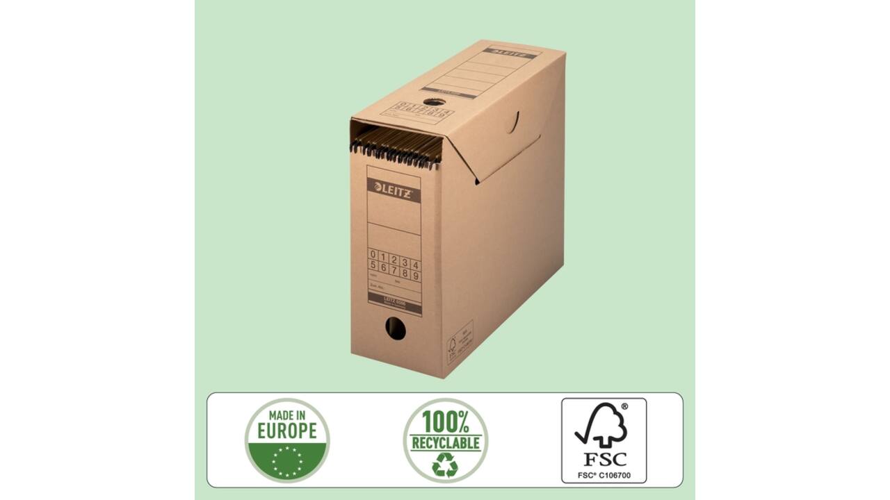 Archiefdoos met deksel Leitz Premium 120x275x325mm natuurbruin