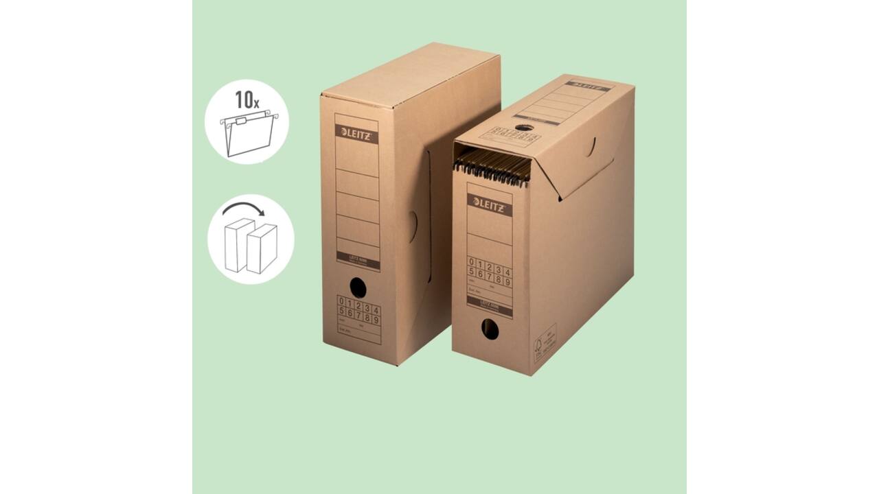 Archiefdoos met deksel Leitz Premium 120x275x325mm natuurbruin