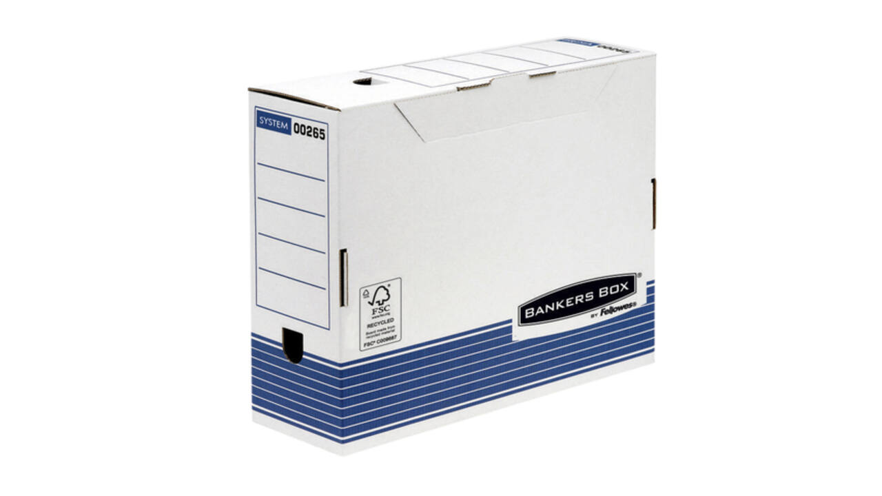 Archiefdoos Bankers Box System A4 100mm wit blauw