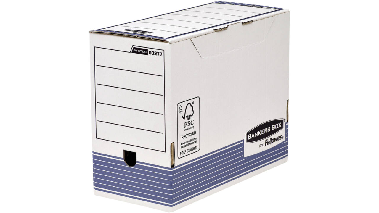 Archiefdoos Bankers Box System A4 150mm wit blauw
