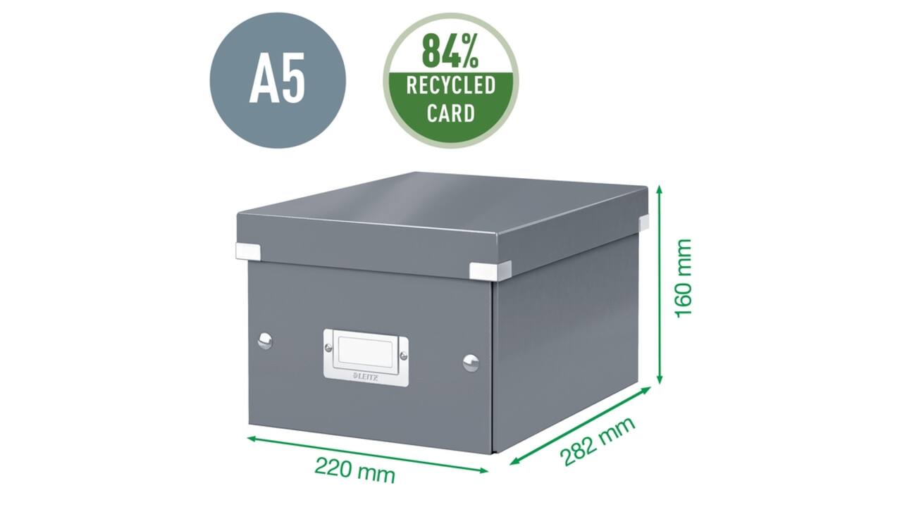 Opbergdoos Leitz Click & Store WOW klein gerecycled karton 200x148x250mm zwart