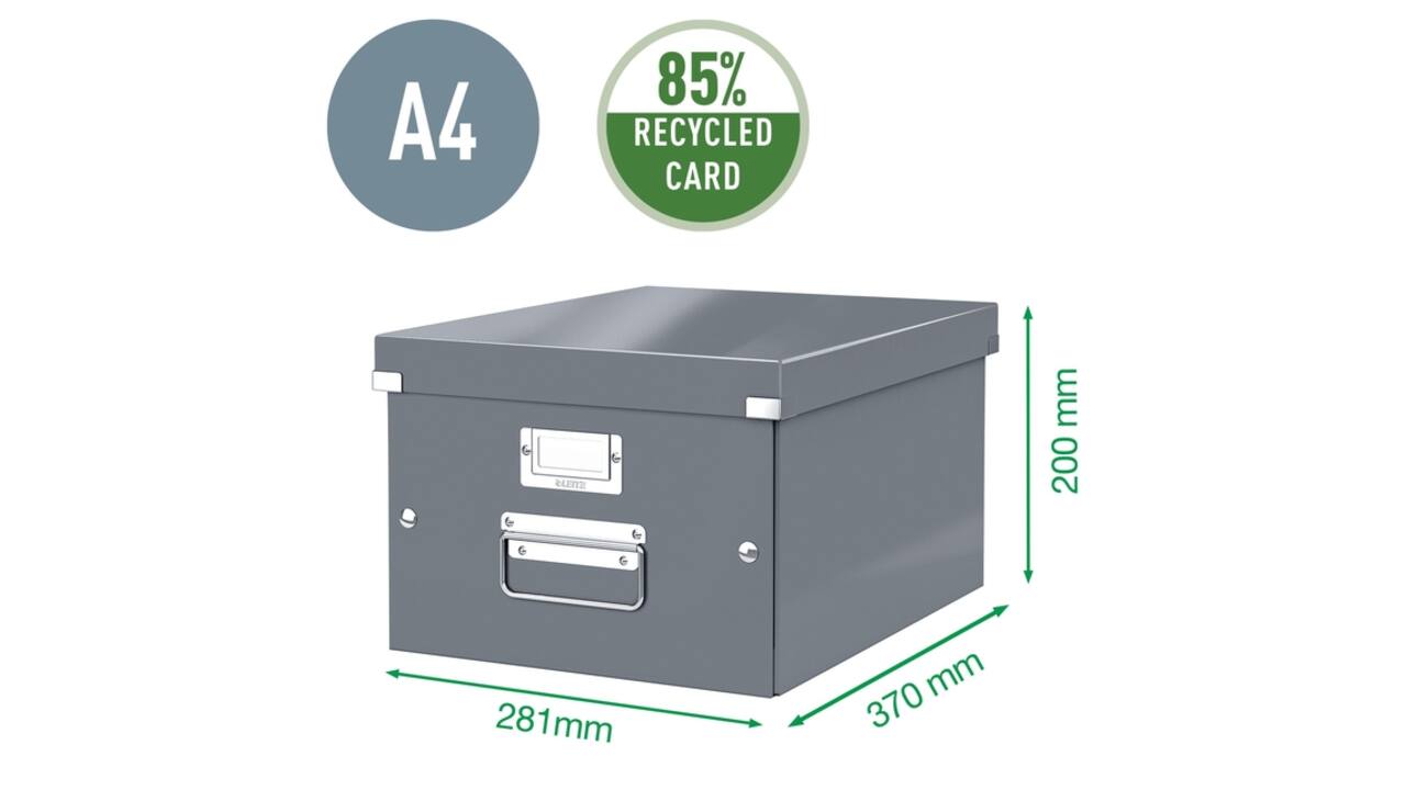 Opbergdoos Leitz Click & Store WOW middel gerecycled karton 281x200x370mm wit
