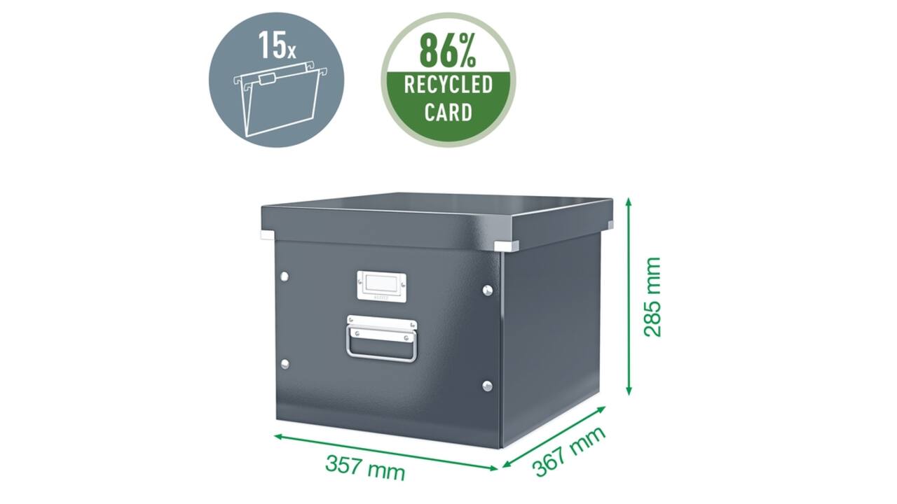 Hangmappenbox Leitz click & store WOW gerecycled karton 357x285x367mm wit