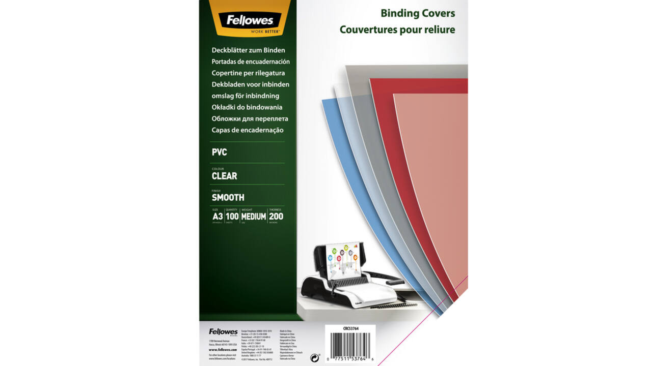 Voorblad Fellowes A3 PVC 200micron 100 stuks