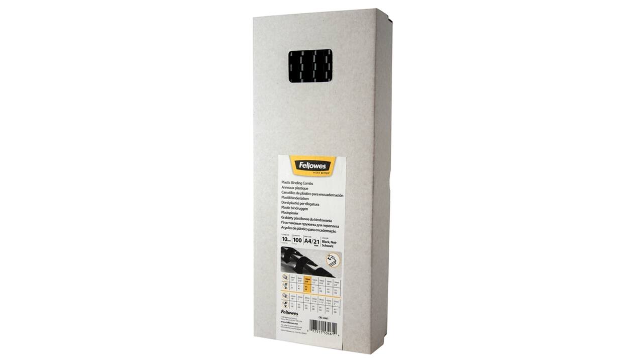 Bindrug Fellowes 10mm 21rings A4 zwart 100 stuks