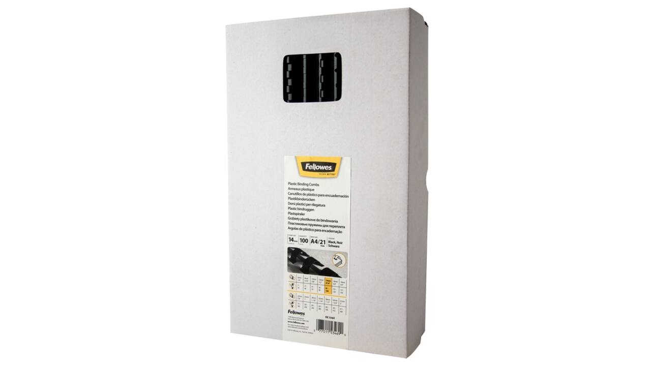 Bindrug Fellowes 14mm 21rings A4 zwart 100 stuks