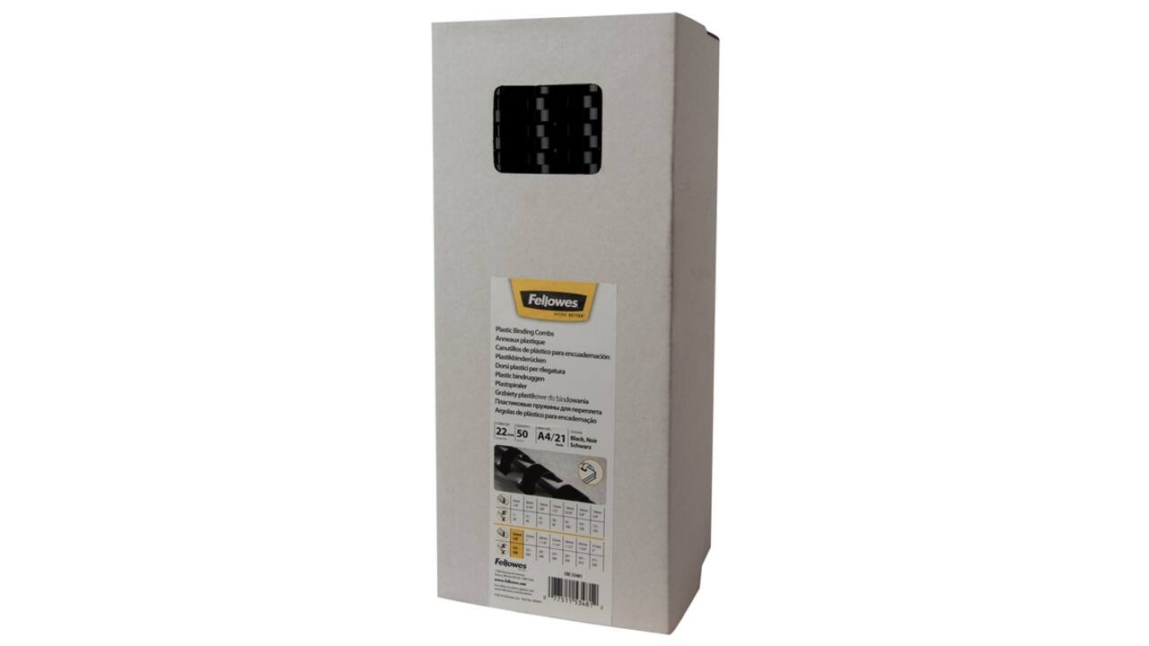 Bindrug Fellowes 22mm 21rings A4 zwart 50 stuks