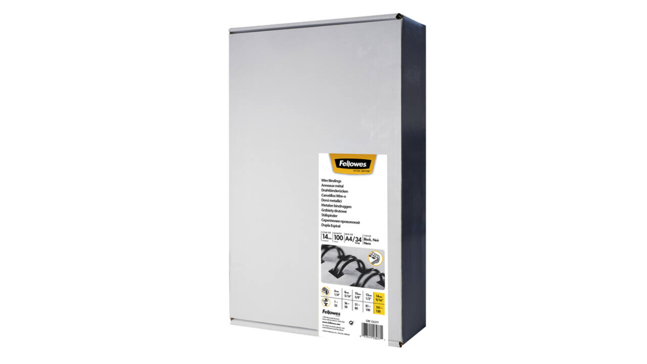 Draadrug Fellowes 14mm 34-rings A4 zwart 100 stuks