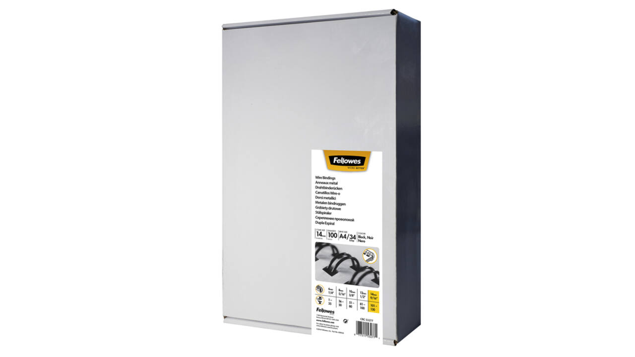Draadrug Fellowes 14mm 34-rings A4 wit 100 stuks