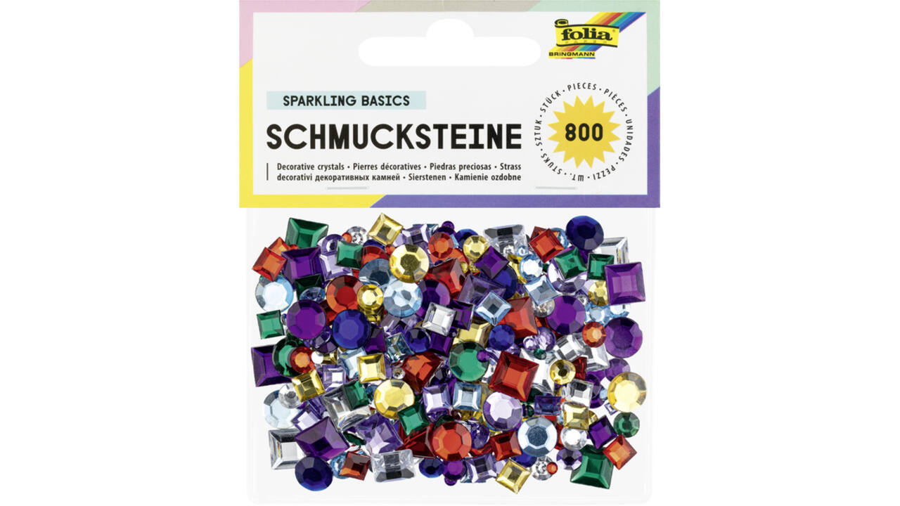 Glitter steentjes Folia 800 stuks diverse kleuren en afmetingen