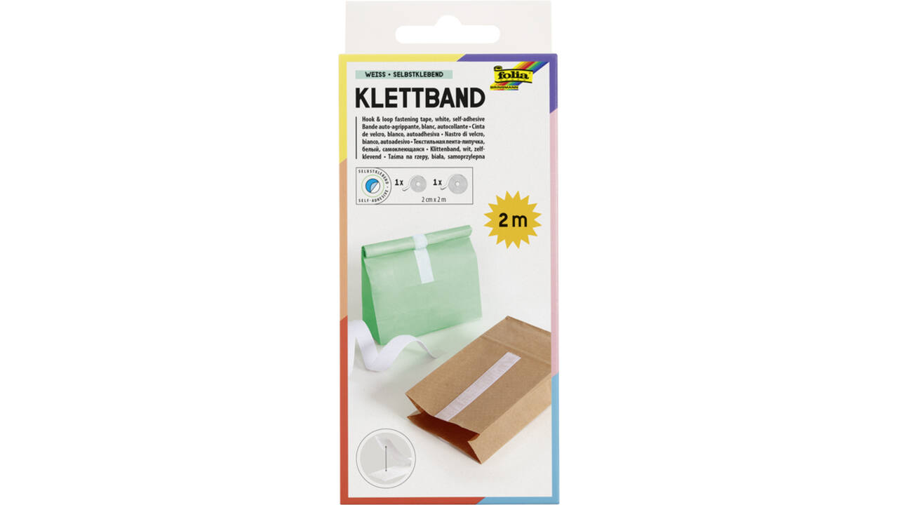Klittenband Folia 20mmx2m wit 2 rollen
