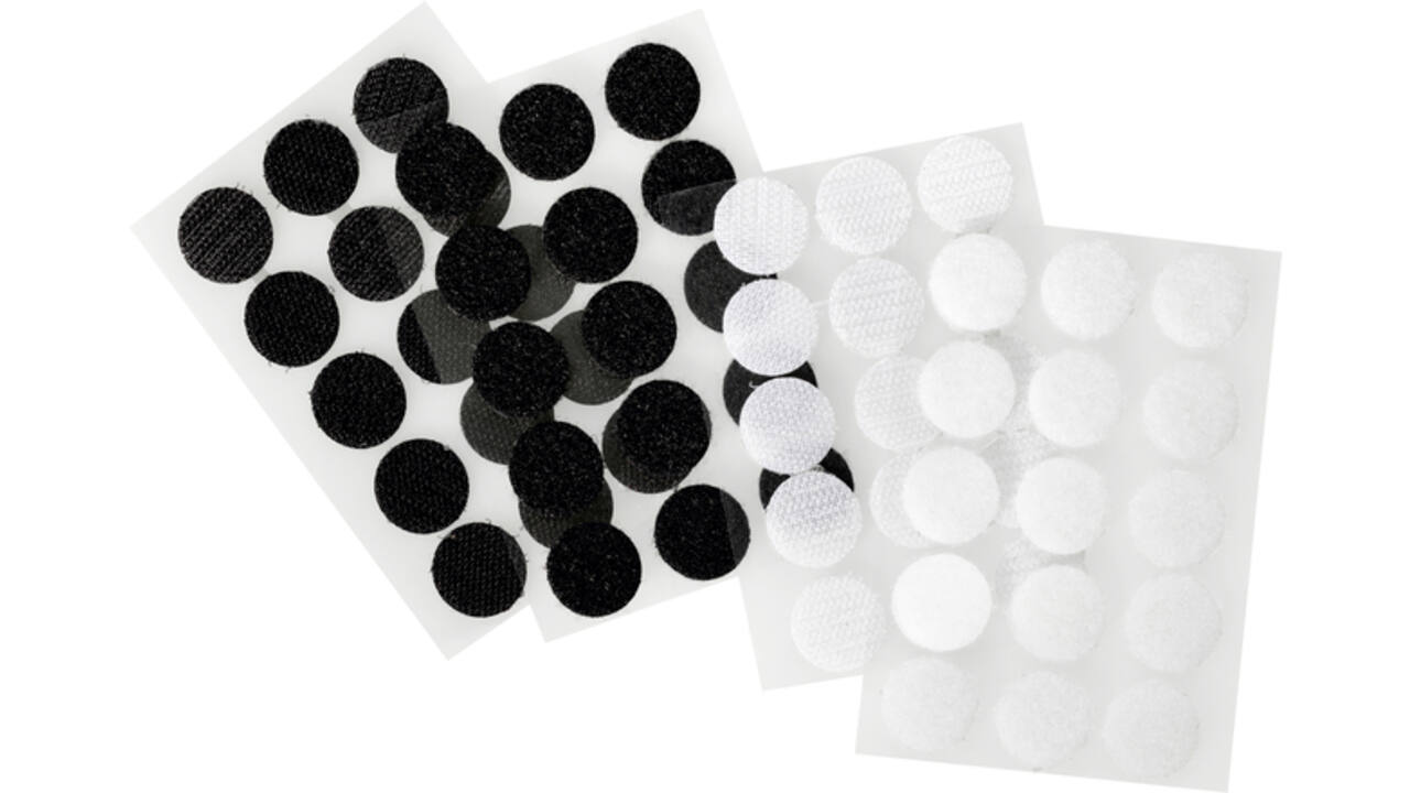 Klittenband Folia rond 2cm 15 stuks zwart 15 stuks wit