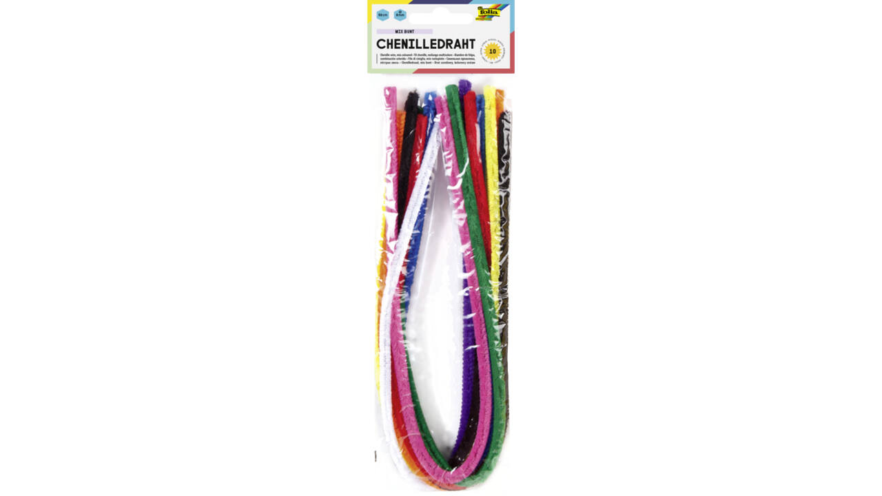 Chenilledraad Folia 50cm 8mm doorsnede 10 stuks assorti