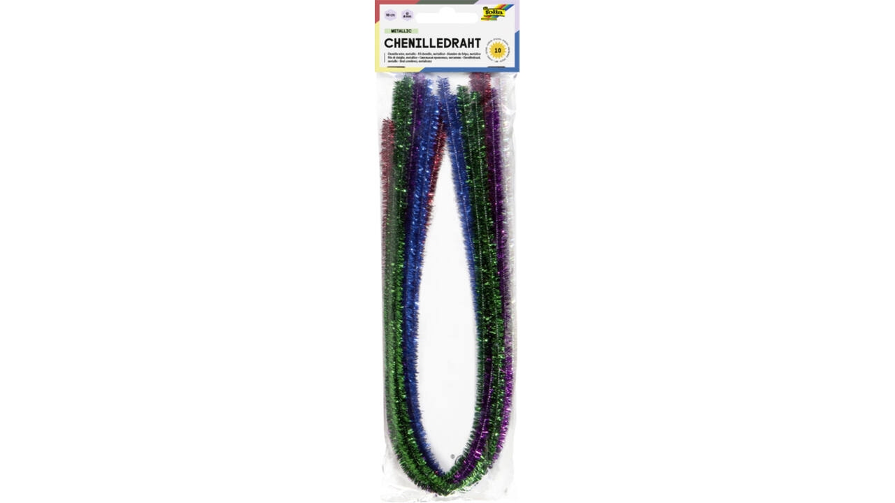 Chenilledraad Folia 50cm 8mm doorsnede 10 stuks metalic assorti