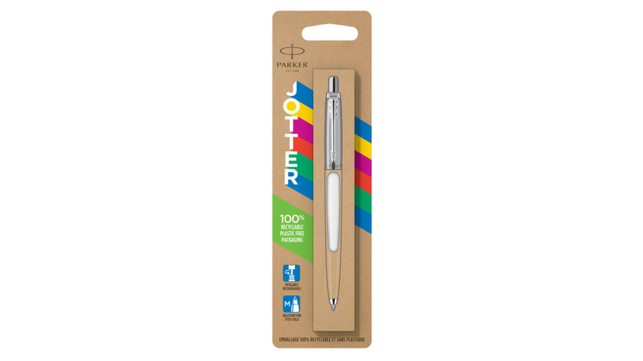 Balpen Parker Jotter Original white CT medium blister à 1 stuk