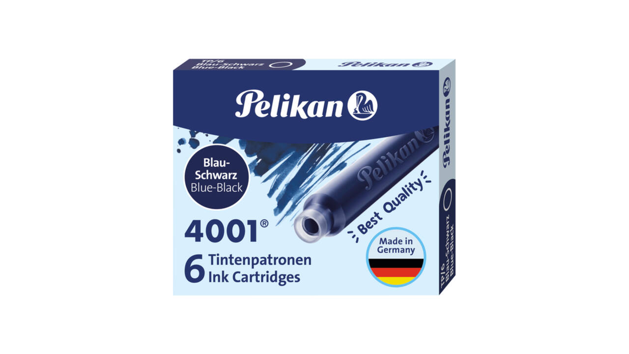 Inktpatroon Pelikan 4001 blauw/zwart 6 stuks