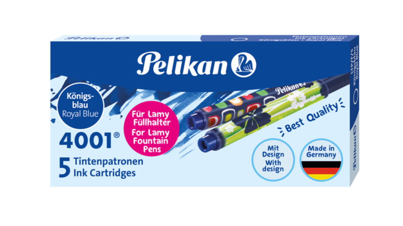 Inktpatroon Pelikan 4001 voor Lamy vulpen blauw doosje à 5 stuks
