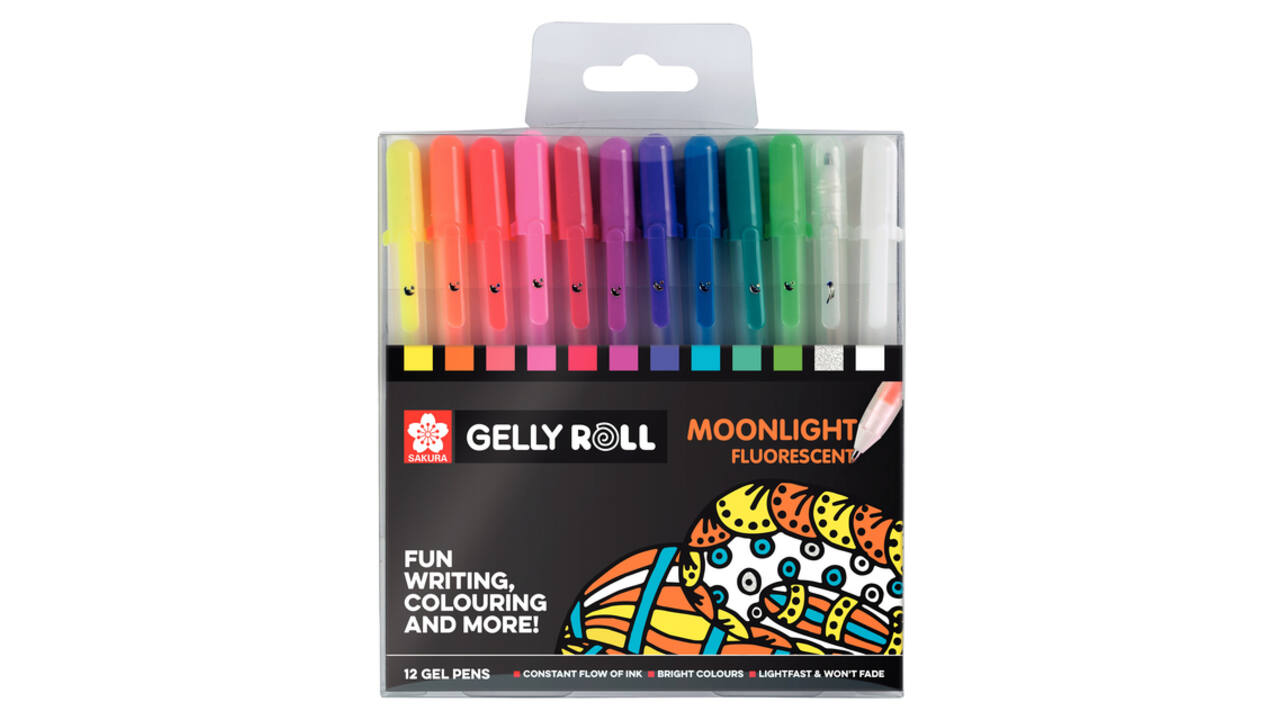 Gelschrijver Sakura Gelly Roll Moonlight fluorescent set à 12 kleuren