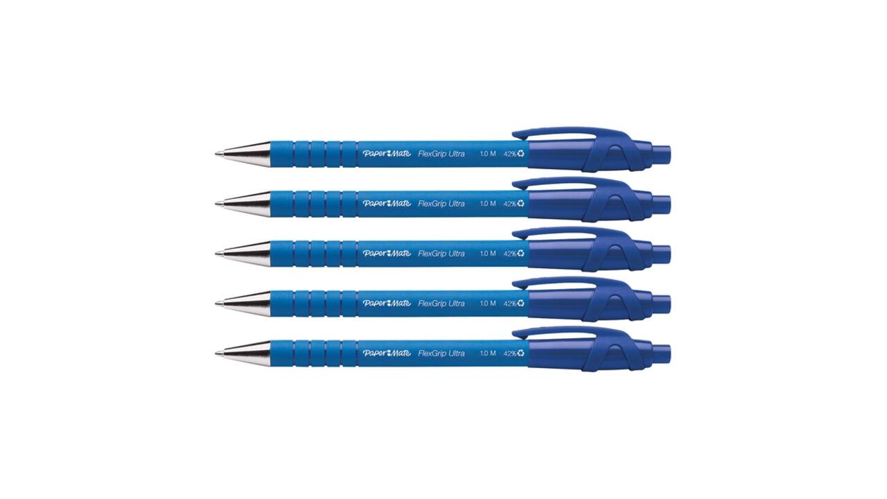 Balpen Paper Mate Flexgrip Ultra medium blauw blister à 5 stuks