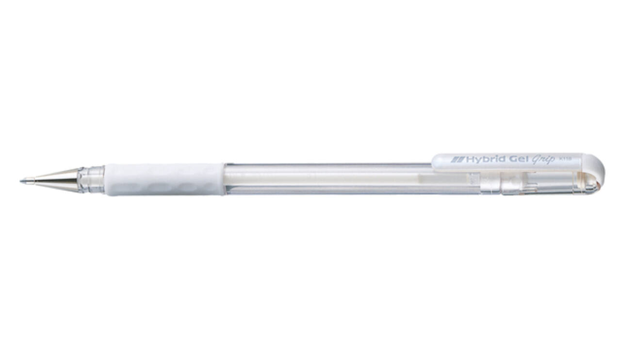 Gelschrijver Pentel K118 Grip medium wit