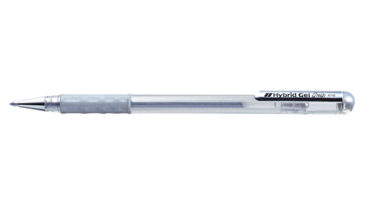 Gelschrijver Pentel K118 Grip medium zilver