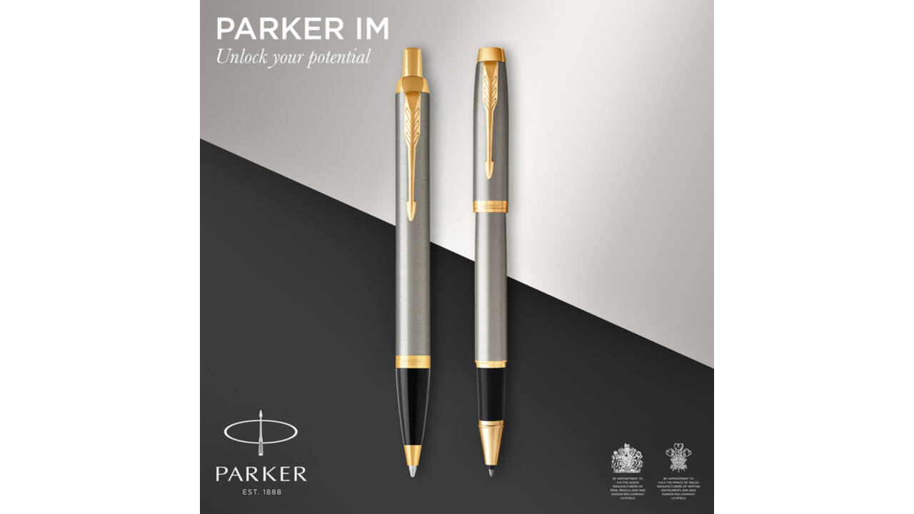 Balpen en Rollerpen Parker IM brushed metal GT medium 2 stuks