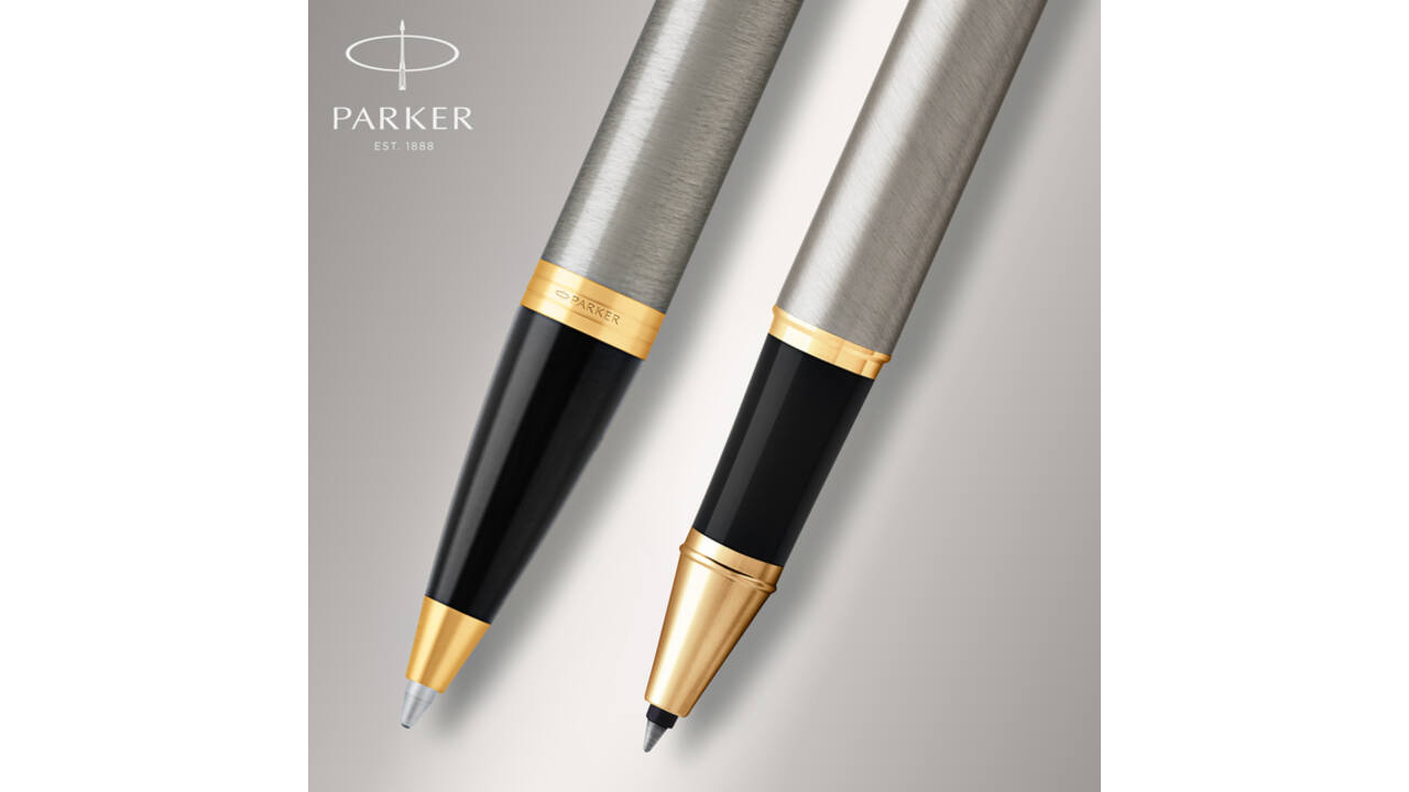 Balpen en Rollerpen Parker IM brushed metal GT medium 2 stuks