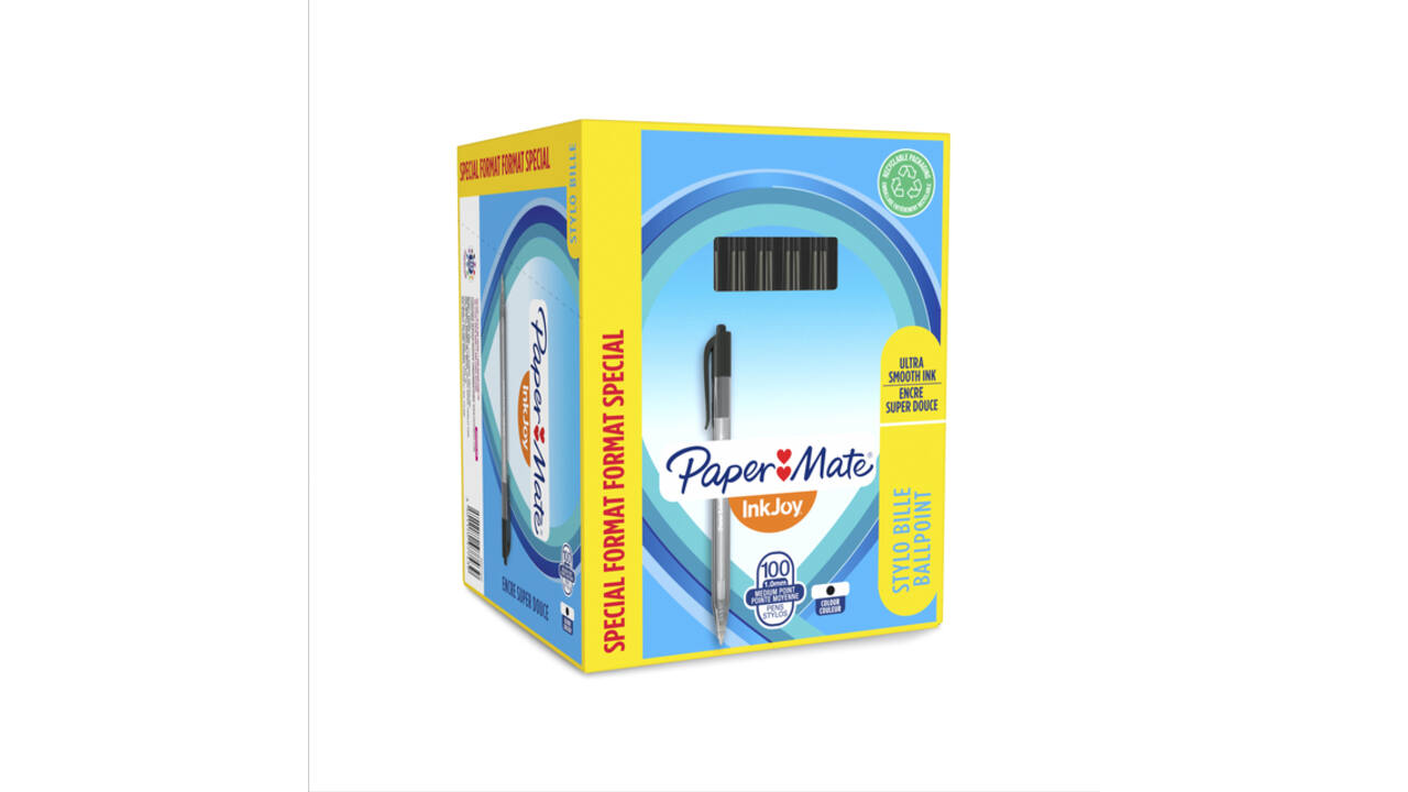 Balpen Paper Mate Inkjoy 100RT medium zwart valuepack 80+20 gratis