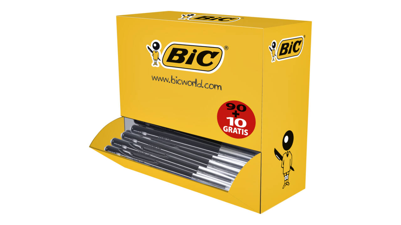 Balpen Bic M10 medium zwart doos à 90+10 gratis