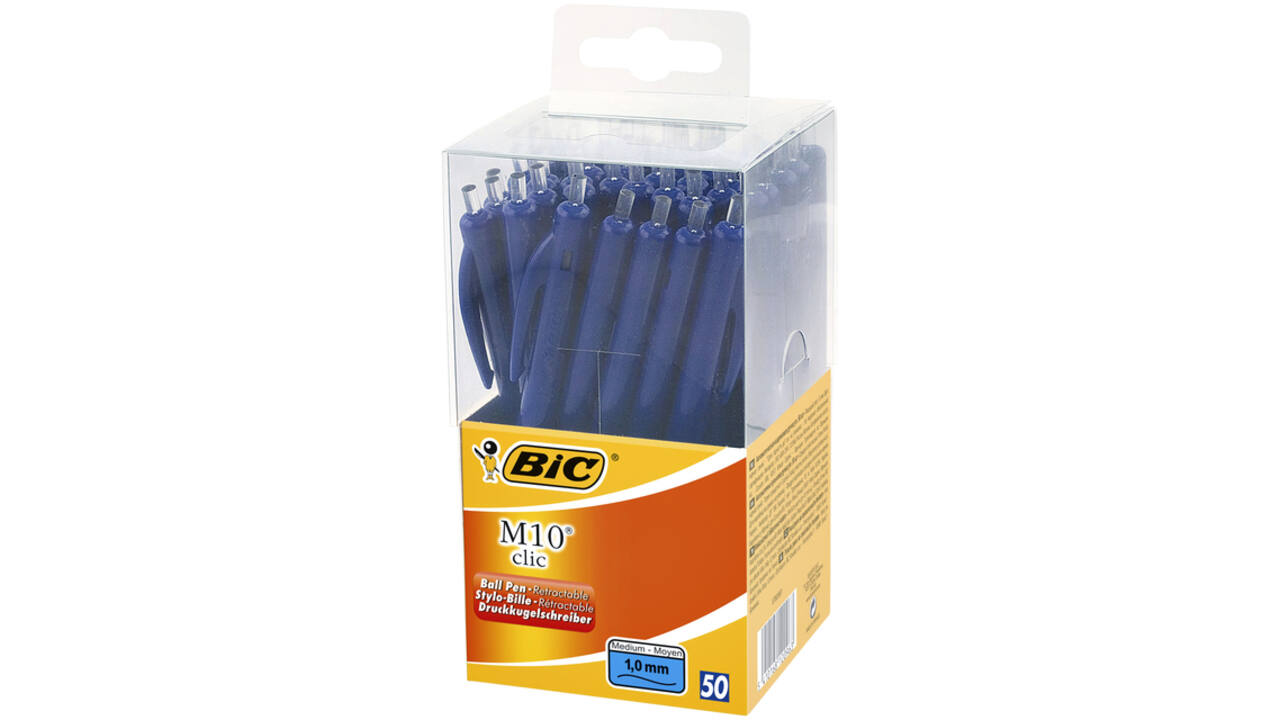 Balpen Bic M10 medium blauw in tubo verpakking