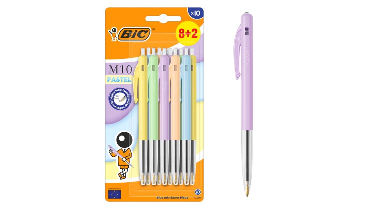 Balpen Bic M10 medium pastel assorti 8+2 gratis