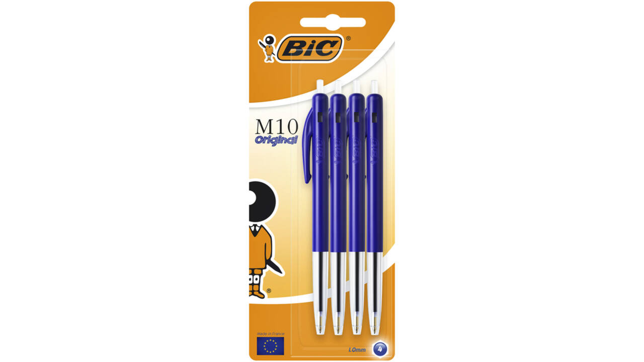 Balpen Bic M10 medium blauw blister à 4st