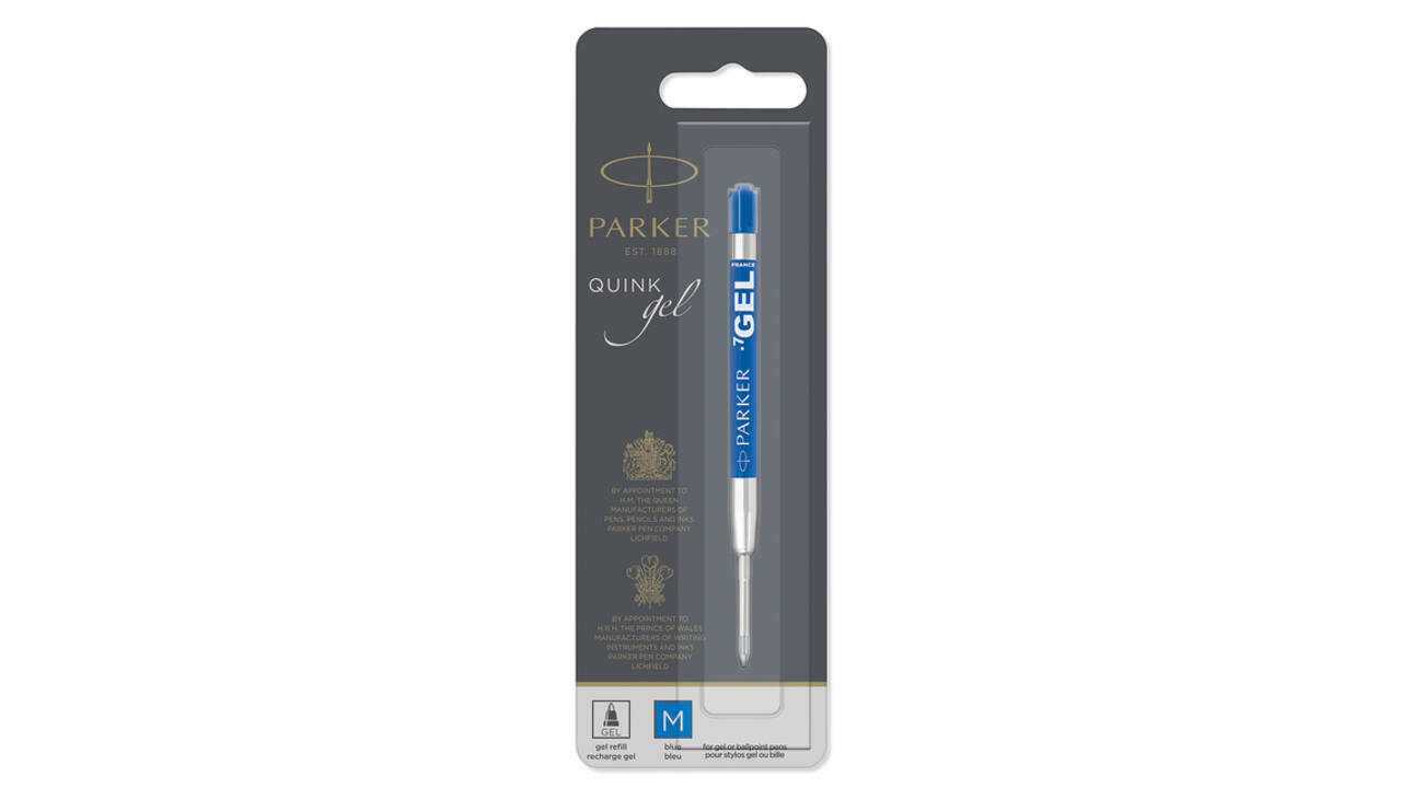 Gelschrijvervulling Parker Quink medium blauw blister à 1 stuk