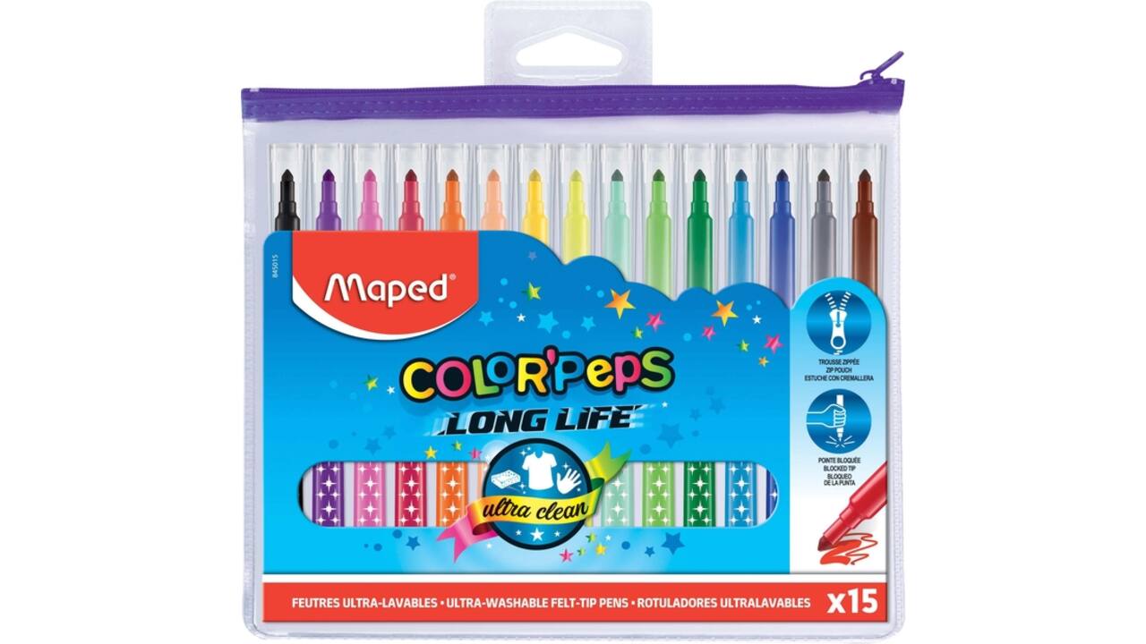 Viltstift Maped Color'Peps Long Life set á 15 kleuren