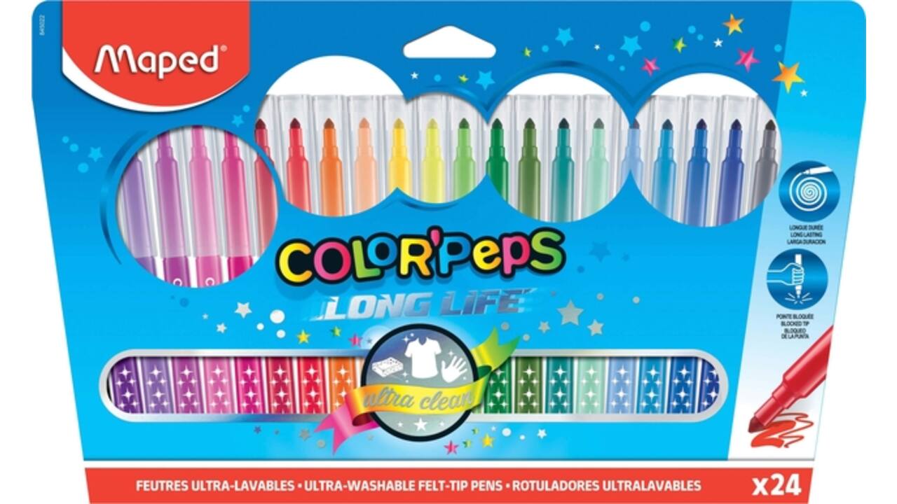 Viltstift Maped Color'Peps Long Life set á 24 kleuren